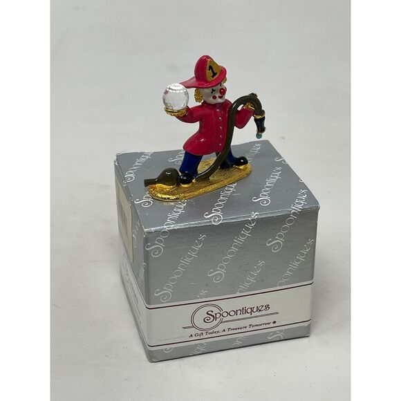 Spoontiques Vintage Pewter Fireman Clown Swarovski Crystal & Gold Plating #KM438 - Picture 6 of 8